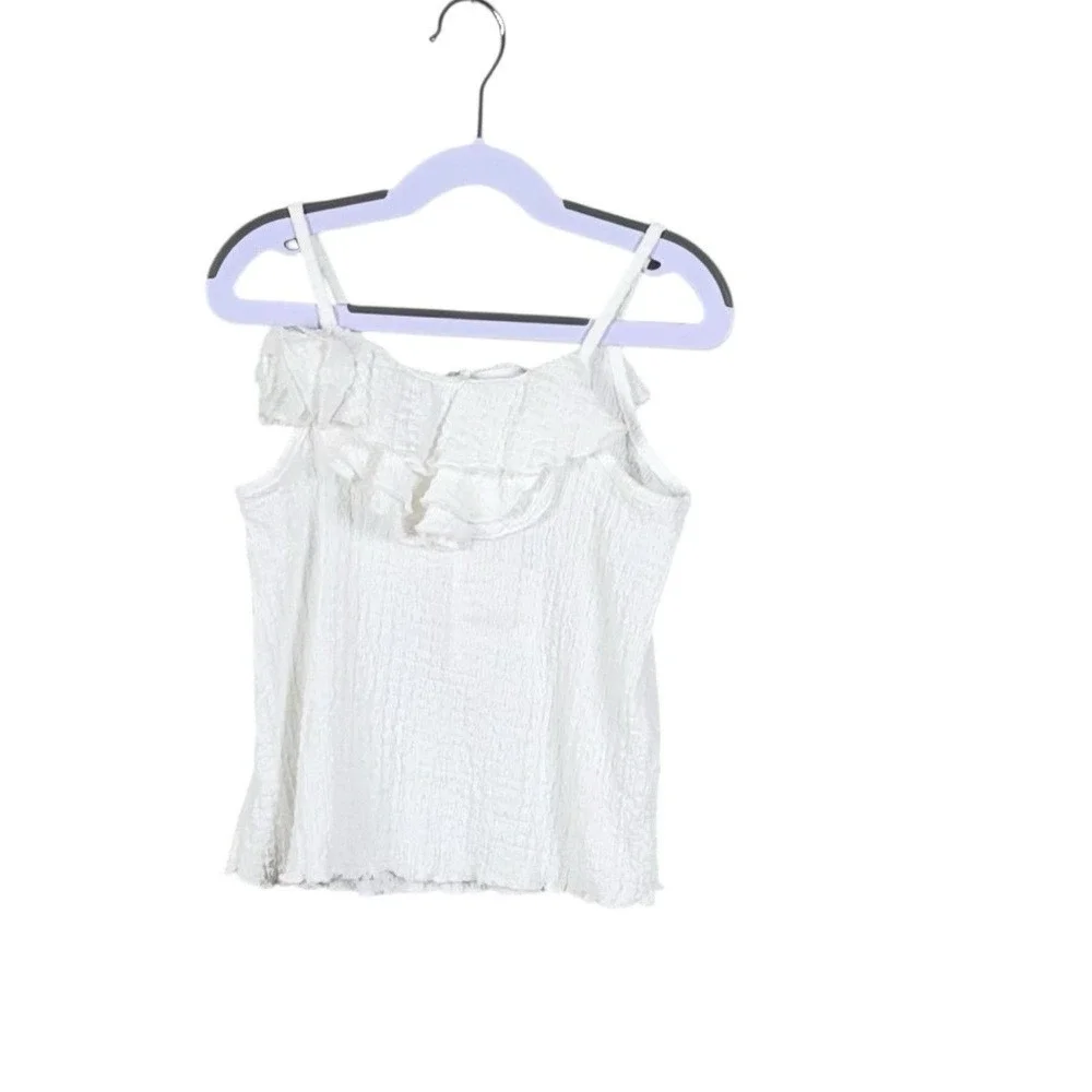 Zara Girls White Top Size 7 Fairy Coquette Crinkle Summer Spring